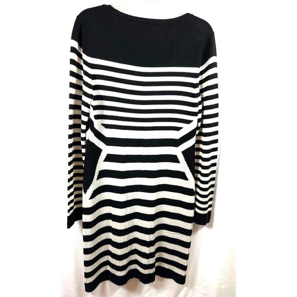 Calvin Klein Black and White Long Sleeve Sweater Dress Size L - Picture 2 of 7